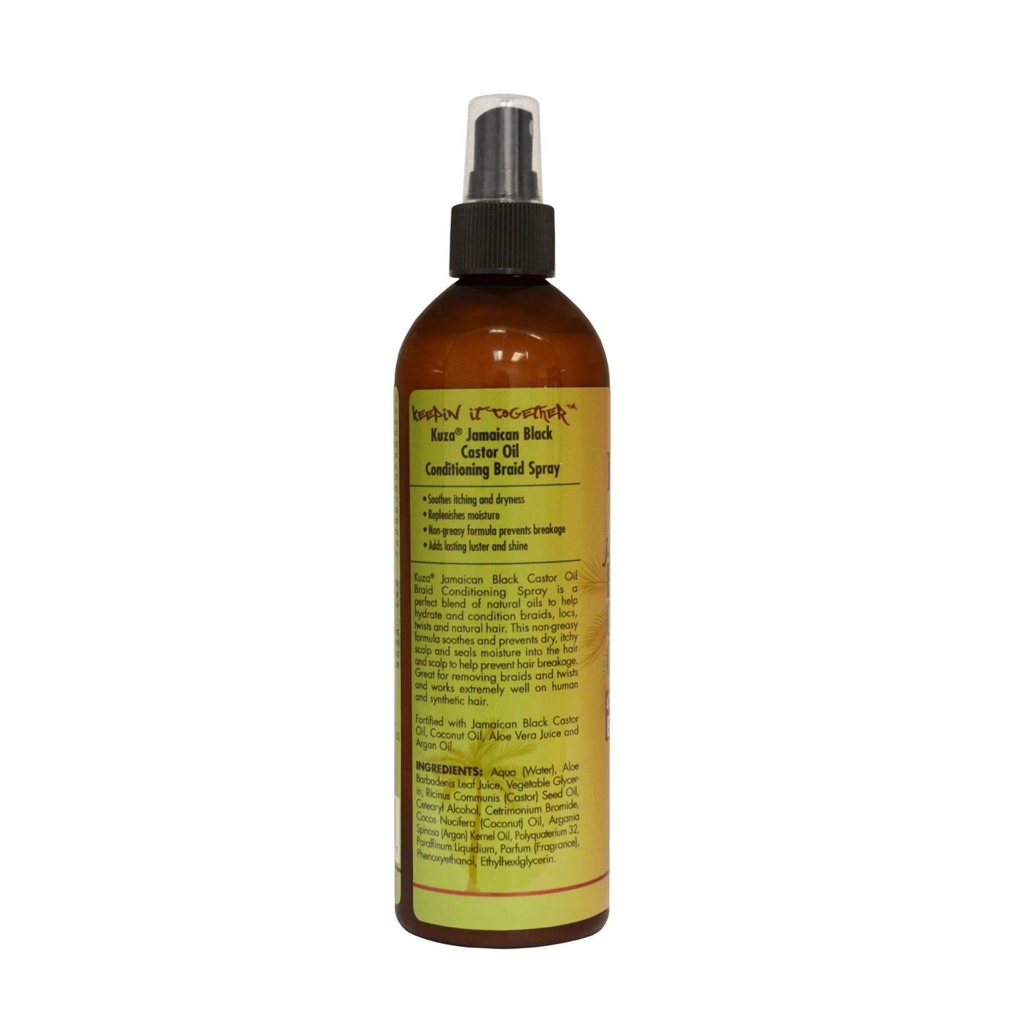 Kuza Jamaican Black Castor Oil Conditioning Braid Spray - Infused with Coconut Oil - for Braids, Locs, Twists and Natural Hair, 12 fl oz