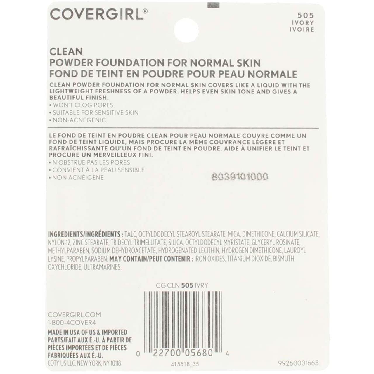 CoverGirl Simply Powder Foundation, Ivory [505] 0.41 oz (Pack of 3)