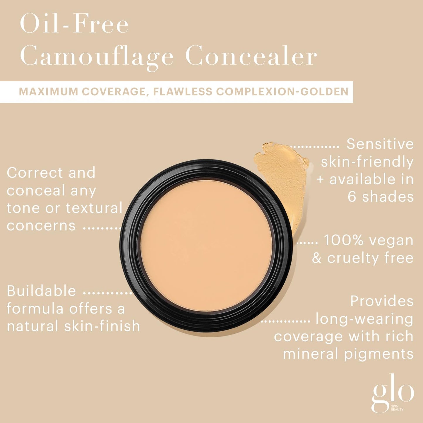 Glo Skin Beauty Oil-Free Camouflage Concealer - Correct and Conceal Imperfections, Blemishes & Dark Spots, Nourishing Makeup for a More Even