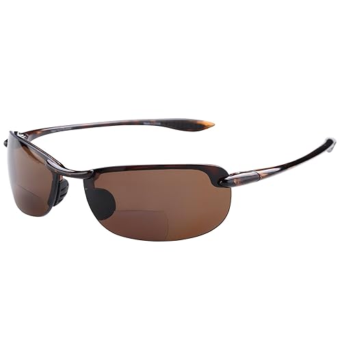 "Dreamin Maui" Polarized Nearly Invisible Line Bifocal Sunglasses for Men and Women (Tortoise, 1.5)