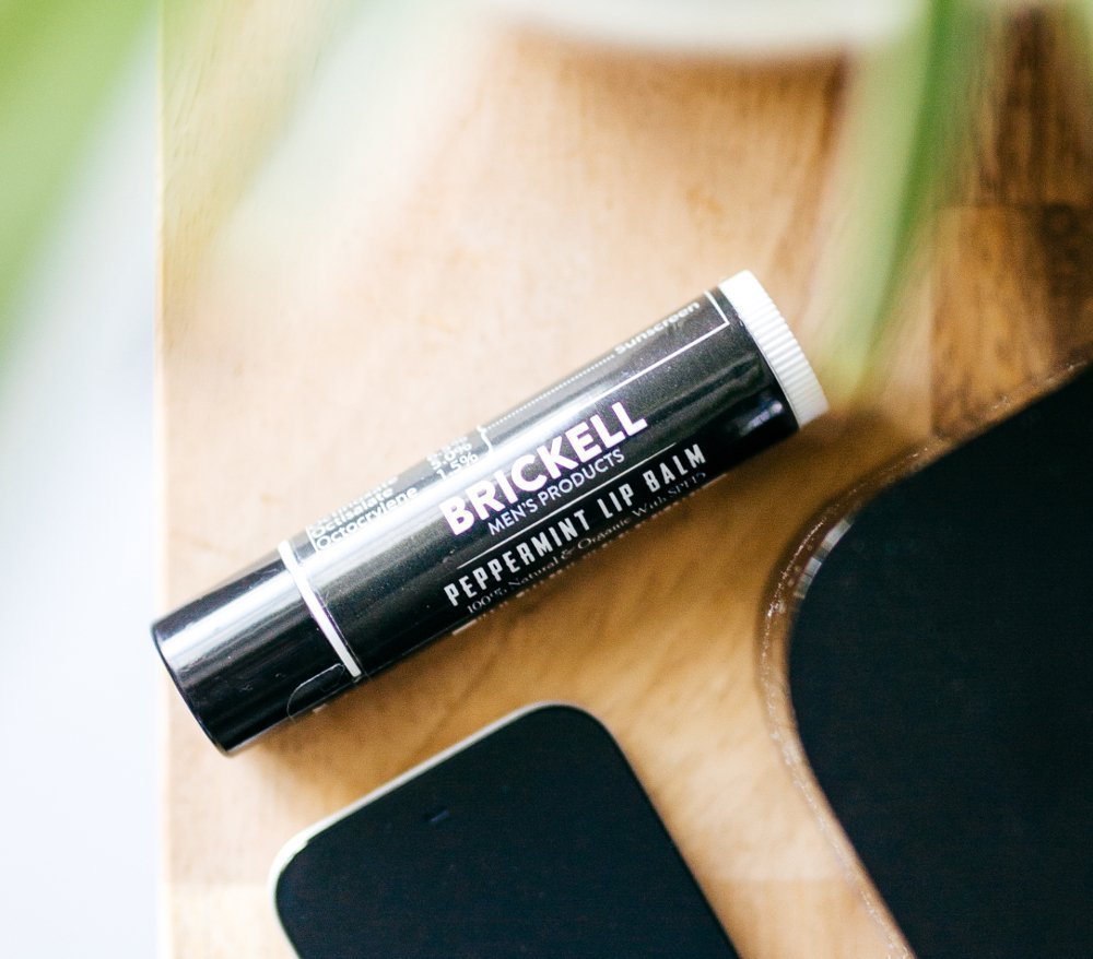Brickell Men's No Shine Lip Balm for Men, Matte Finish Chapstick to Moisturize and Protect With SPF 15, Sunflower Oil, Aloe, and Vitamin E, .15 Ounce