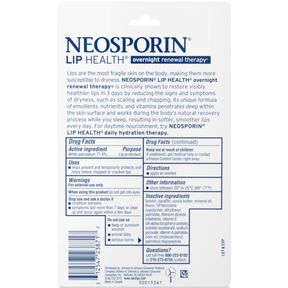 Neosporin Lip Health Overnight Renewal Therapy 0.27 oz (Pack of 7) Beauty and Personal Care Neosporin