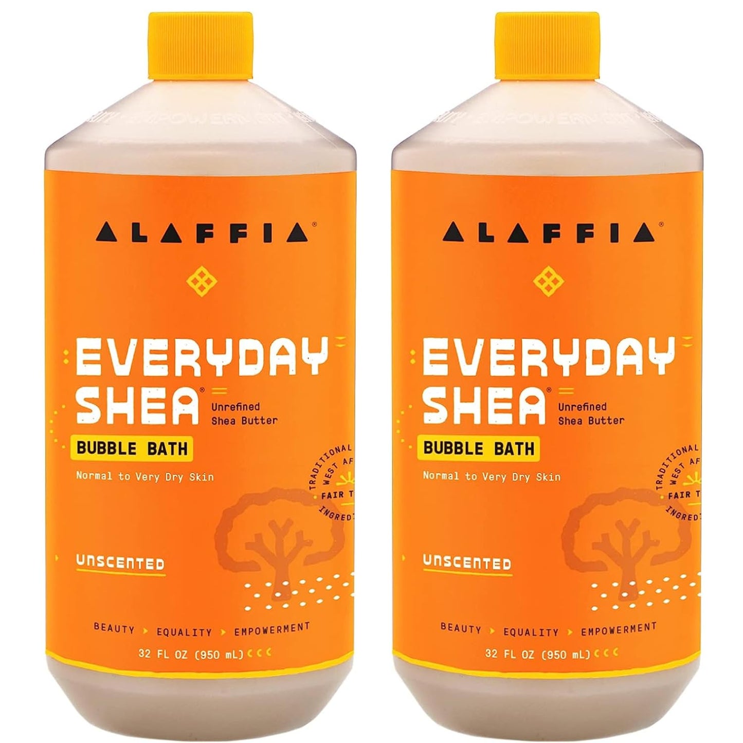 Alaffia Everyday Shea Bubble Bath, Cleanse, Soothe & Moisturize Skin, Made with Fair Trade Shea Butter, Cruelty Free, No Parabens, Vegan, Unscented, 2