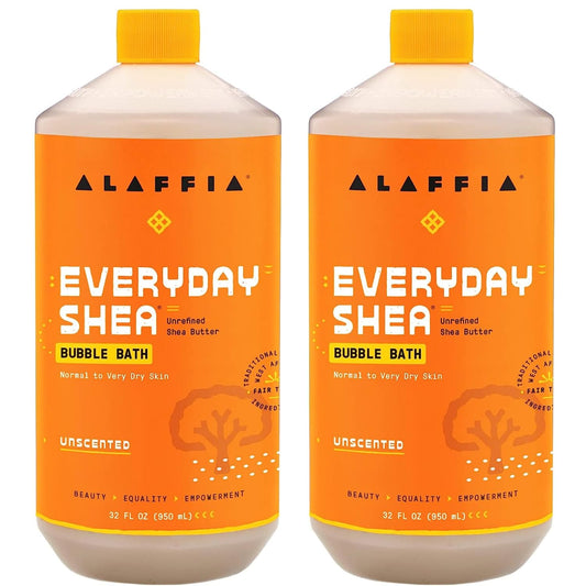 Alaffia Everyday Shea Bubble Bath, Cleanse, Soothe & Moisturize Skin, Made with Fair Trade Shea Butter, Cruelty Free, No Parabens, Vegan, Unscented, 2