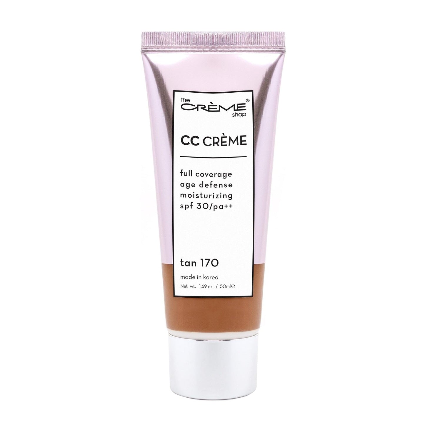 The Creme Shop Color-Adapting Makeup Infused with Kokum Butter, Grapeseed Oil, Cica, Vitamin C, and Aloe Leaf Extract - Full Coverage, Hydrating, SPF 30 - Inclusivity in Every Shade - TAN 170