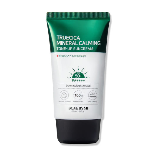 SOME BY MI Truecica Mineral Calming Tone-Up Suncream / SPF50+, PA++++ / 1.69Oz, 50ml / Brightening and Calming Effect/Mild Sun and UV Protection