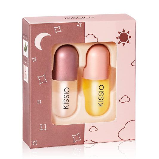 KISSIO Natural Lip Plumper Set, Lip Care, Lip Moisturizing Gloss, Day & Night Use Set (2PCS) Beauty and Personal Care KISSIO