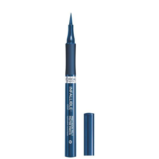 L'Oreal Paris Cosmetics Paris Makeup Infallible Grip Precision Felt Eyeliner, Smudge Resistant, Long Lasting Waterproof Eyeliner, Blue, Blue, 0.03 fl