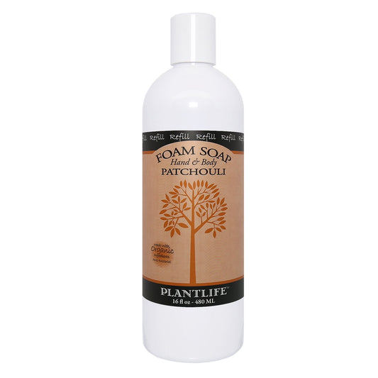 Plantlife Patchouli Foam Soap Refill - Moisturizing Plant Based Foam Soap for All Skin Types - Ideal as a Hand & Body wash, Shaving Cream, & Foaming Beauty & Personal Care Plantlife