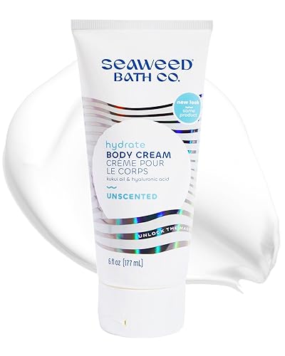 Seaweed Bath Co. Hydrate Body Cream - Unscented | Nourishing Moisturizer for Body and Hands | With Vitamin E, Hyaluronic Acid and Shea Butter For Dry