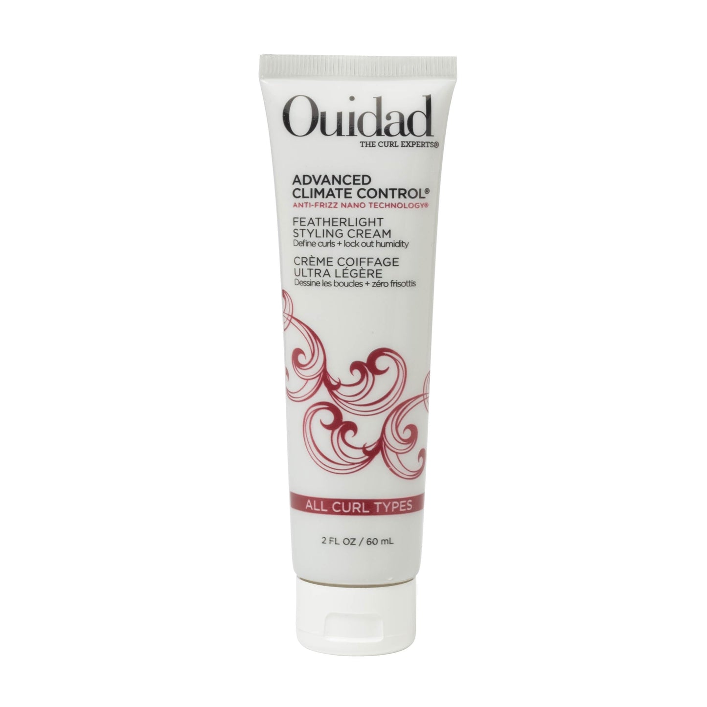Ouidad Advanced Climate Control Styling Cream, 2 fl oz, Featherlight Curl Cream for Curly Hair, Shiny, Hydrated & Frizz-Free Curls, Sulfates, Parabens