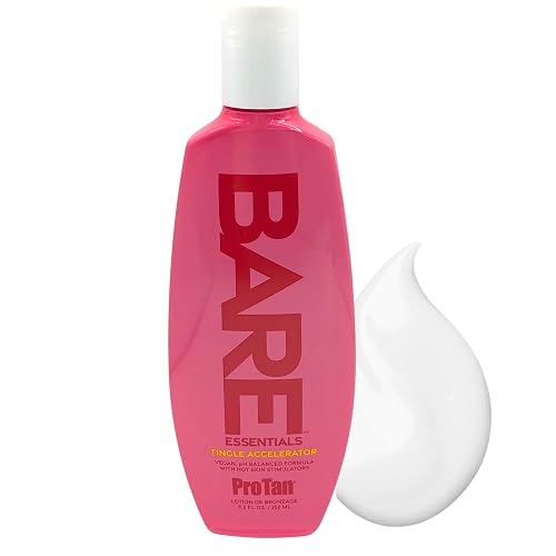 Pro Tan BARE Essentials Tingle Accelerator Tanning Lotion 8.5 fl oz - Vegan DHA, Bakuchiol, Aloe, Coconut Oil, Jojoba & Vitamins B C E - Indoor