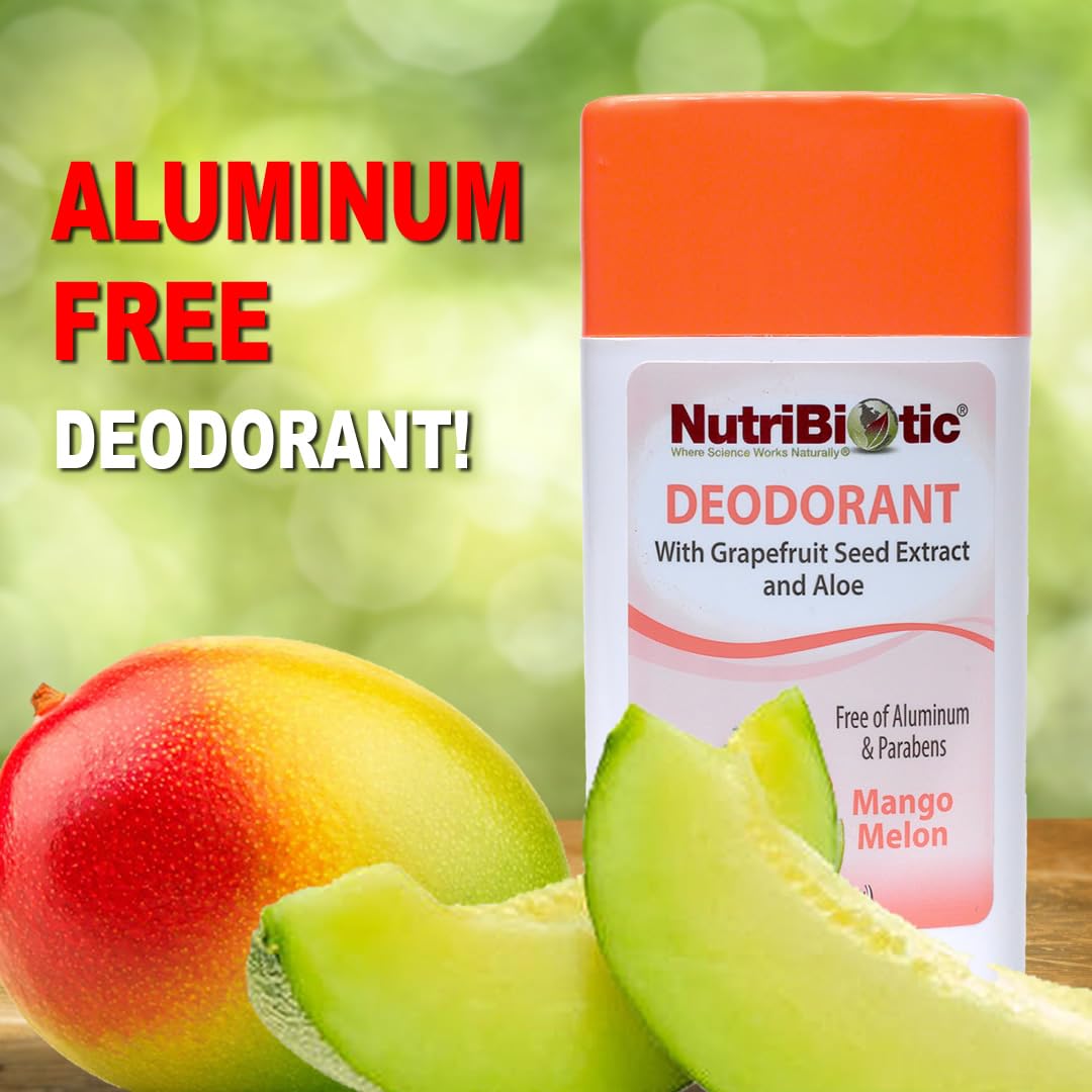 NutriBiotic Mango Melon Deodorant with GSE, 2.6 Ounce Stick - with Witch Hazel, Grapefruit Seed Extract, Aloe & Essential Oils - Vegan & Made without Beauty and Personal Care NutriBiotic