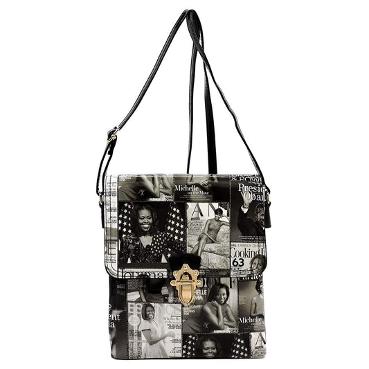 Glossy magazine cover collage cross body handbags purses clutches and wallets Michelle Obama bags (Cross body 10)