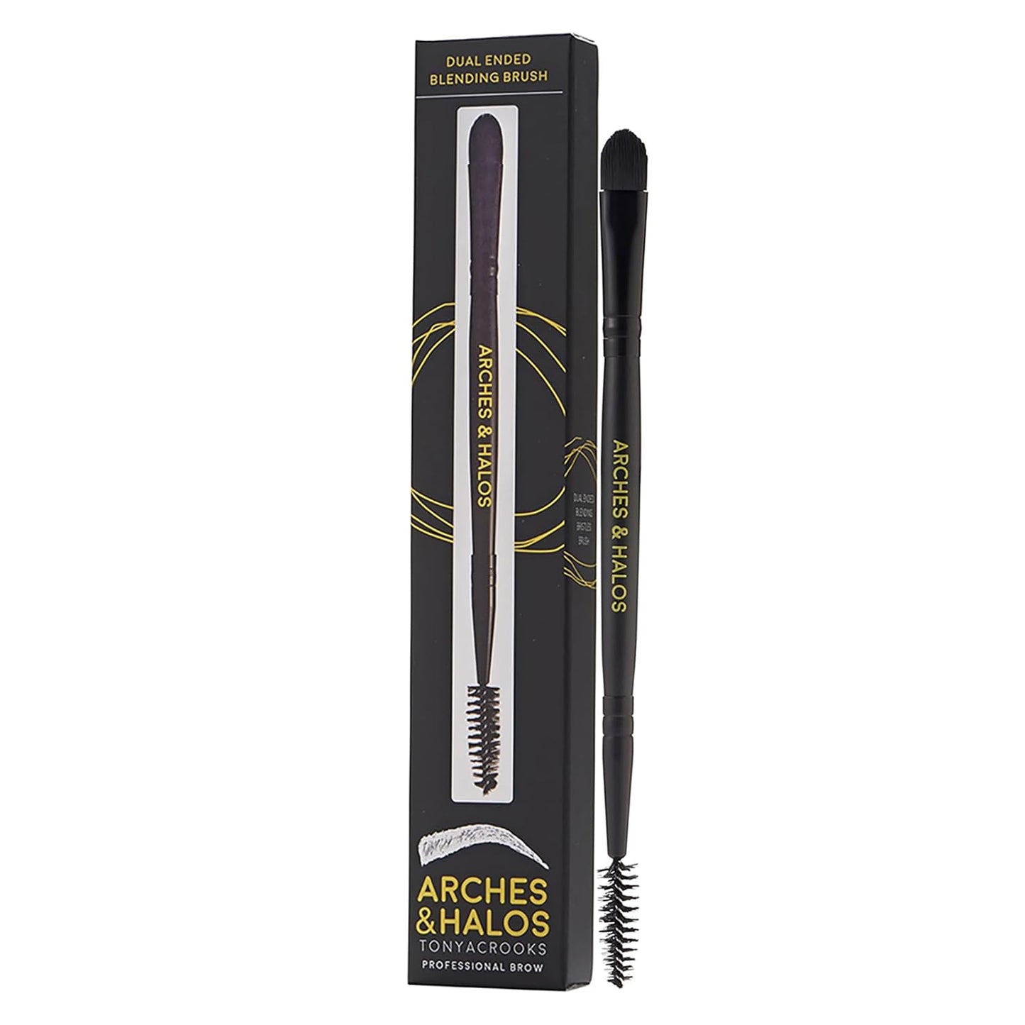 Arches and Halos Dual Ended Blending Makeup Brushes - Precision Concealer and Eyebrow Brush - Spoolie for Taming and Sculpting Brows - 1 pc