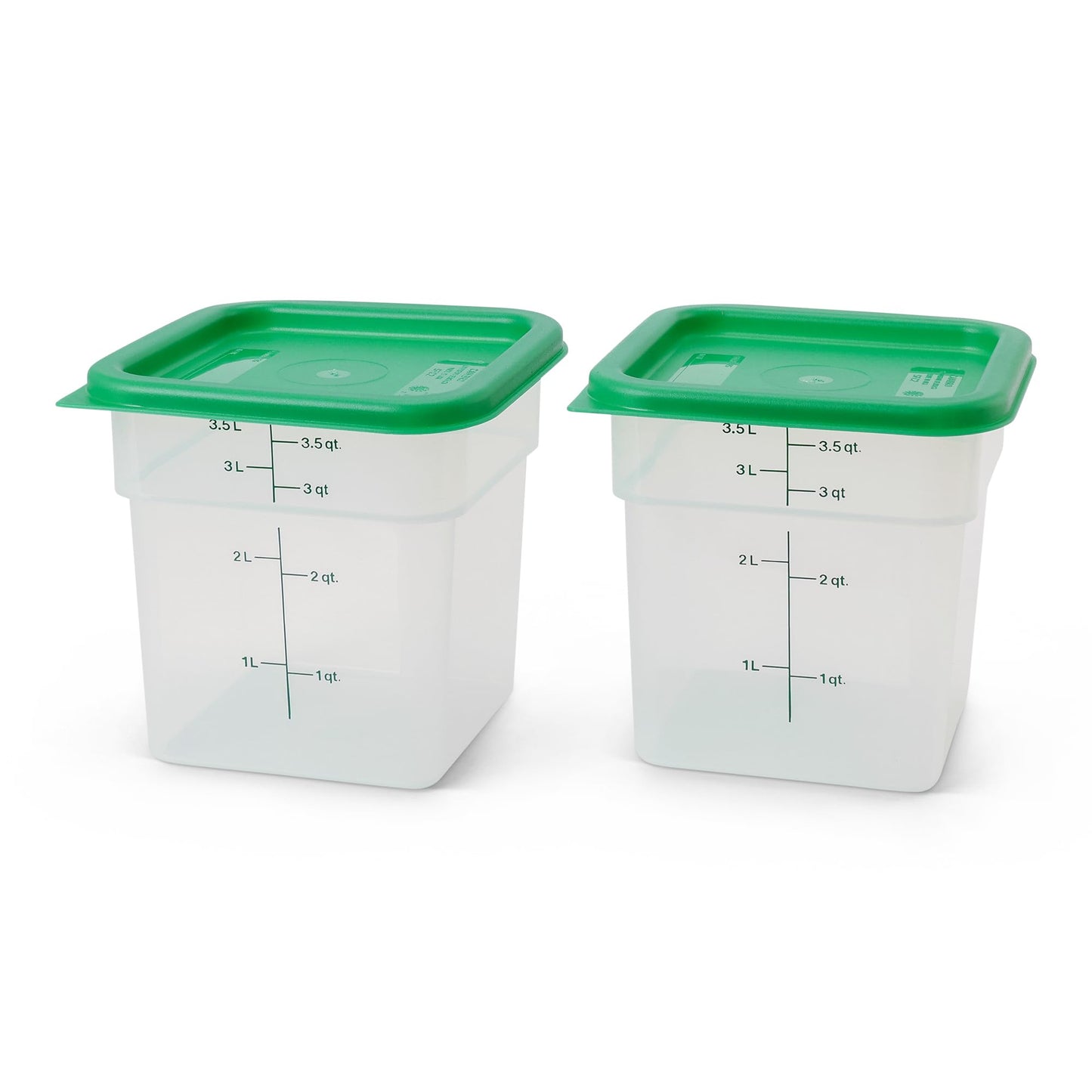 Cambro Food Storage Container with Lid (Microwave Safe and BPA-Free) - 2 Pack - Classic Series Square with Green Lid - 4 QT (Quart) - Commercial…