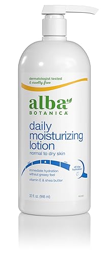 Alba Botanica Daily Moisturizing Body Lotion, Normal to Dry Skin, with Vitamin E and Shea Butter, 32 Oz (Packaging May Vary)
