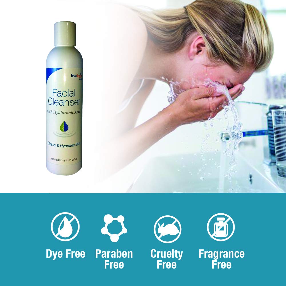 Hyalogic HA Face Wash, Hyaluronic Acid Facial Cleanser - Moisturizing, Paraben-Free Daily Face Scrub with Bentonite Clay - Get Youthful, Glowing Skin