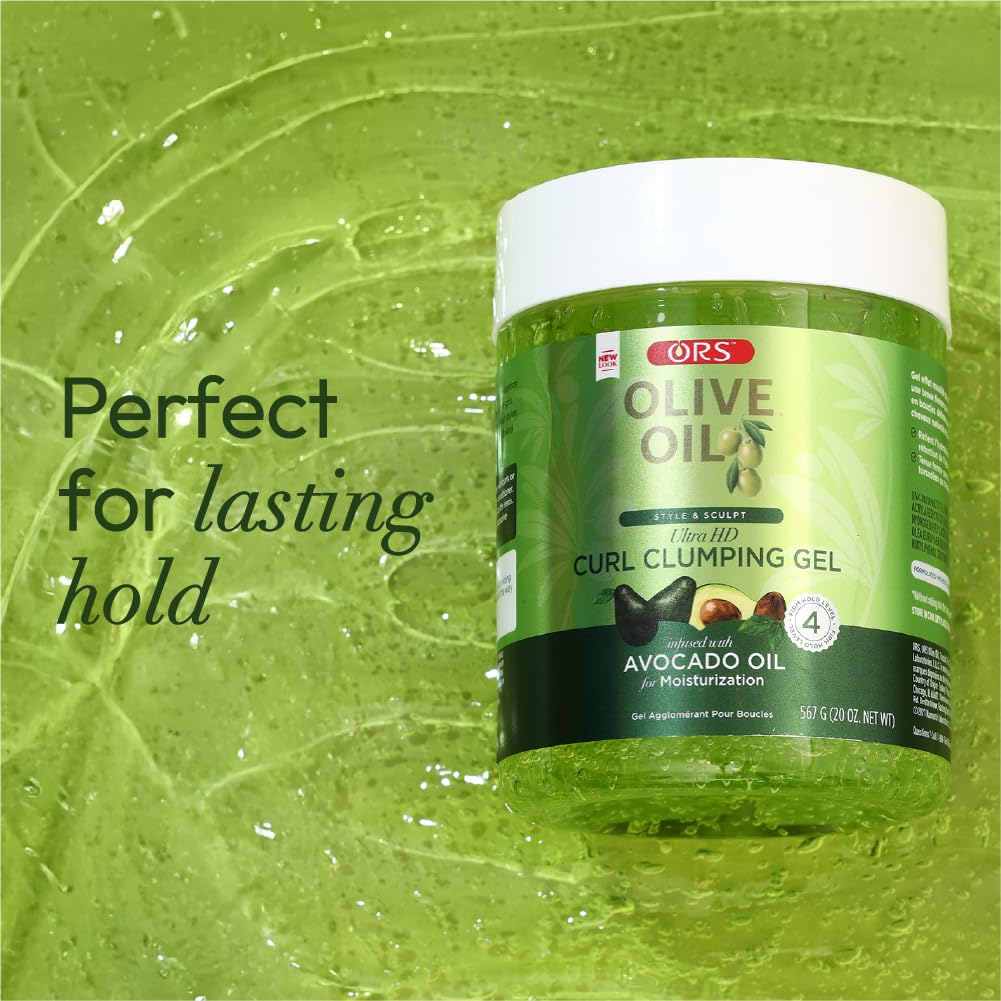 ORS Olive Oil Style & Sculpt Ultra HD Curl Clumping Gel with Avocado Oil for Moisturization 20 Ounces