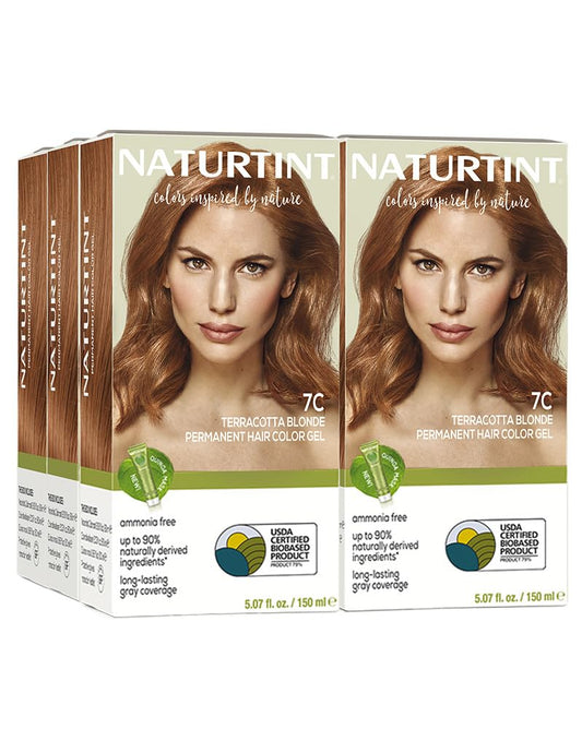 Naturtint 7C Terracotta Blonde Permanent Hair Color (Pack of 6), Ammonia Free, Vegan, Cruelty Free, up to 100% Gray Coverage, Long Lasting Results