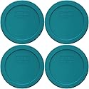 Pyrex 7201-PC 4-Cup Turquoise Plastic Replacement Food Storage Original Genuine Pyrex Lid, Made in USA - 4 Pack