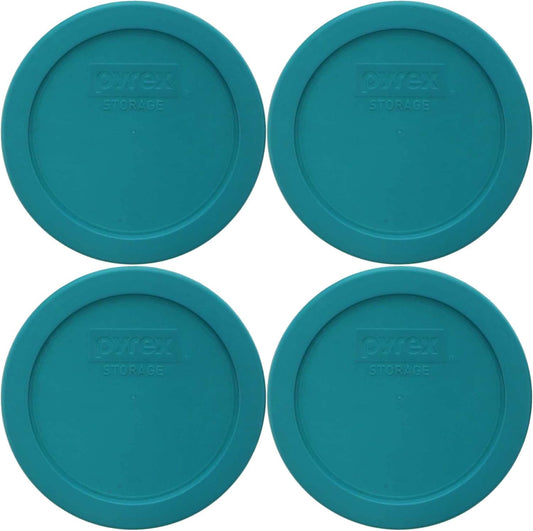 Pyrex 7201-PC 4-Cup Turquoise Plastic Replacement Food Storage Original Genuine Pyrex Lid, Made in USA - 4 Pack