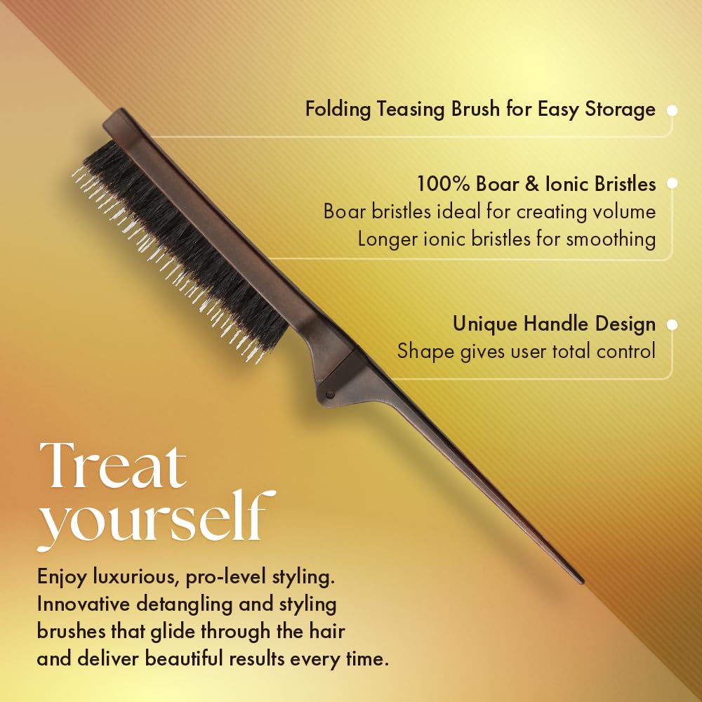 Olivia Garden Style-Up Teasing Foldable Hair Brush - 100% boar & ionic bristles STU-CO (Combo)…
