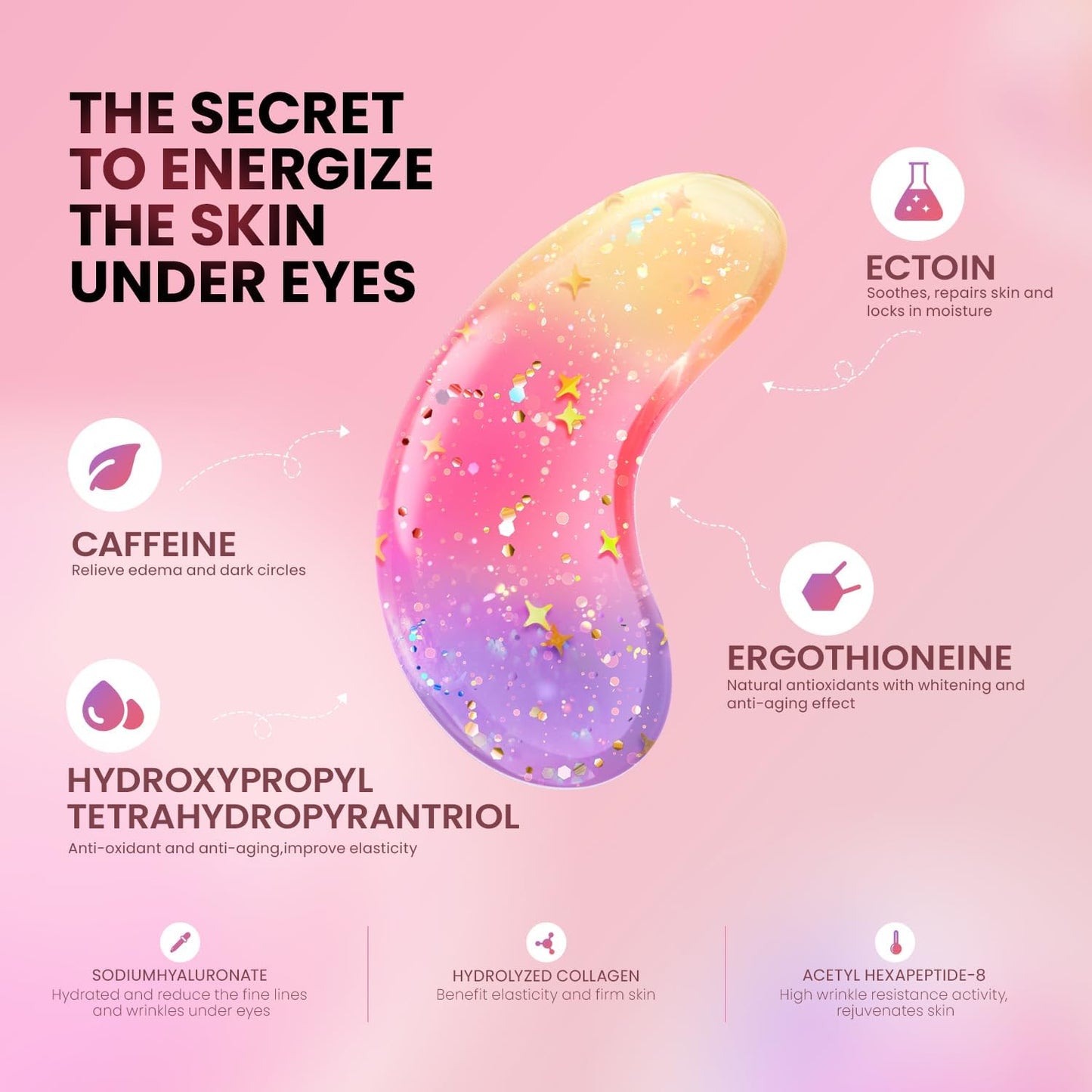 AILEORY Under Eye Patches (36 Pairs) - Tri-color Glitter Eye Gel Pads for Dark Circles, Puffy Eyes, Under eye Bags, Wrinkles | Natural Collagen Under Beauty and Personal Care AILEORY