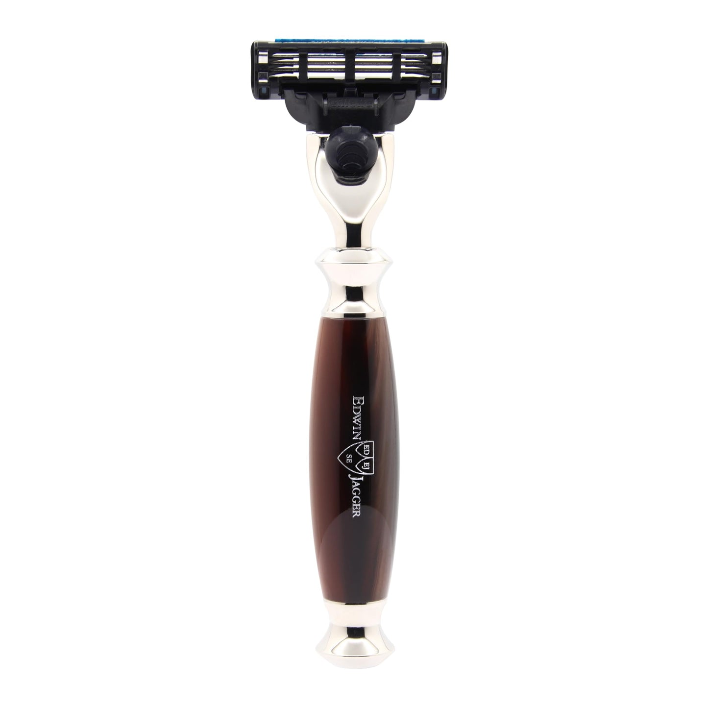Edwin Jagger S81M582AMZ Imitation Light Horn & Nickel Classic Shaving Set with Pure Badger Shaving Brush and Mach 3 Razor for Shaving Cream or Soap Beauty and Personal Care Edwin Jagger