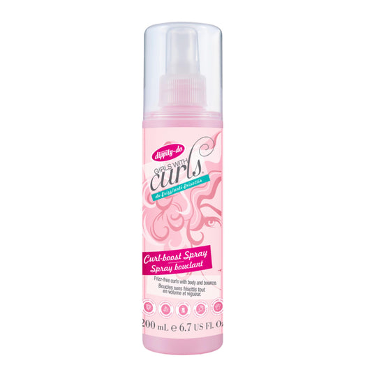 Dippity Do Girls With Curls De-Frizz Curl-Boost Spray, Light, 3-in-1 Hair Spray for Refreshing Curly Wavy Hair, Hibiscus, Olive Oil, Anti Frizz Bouncy