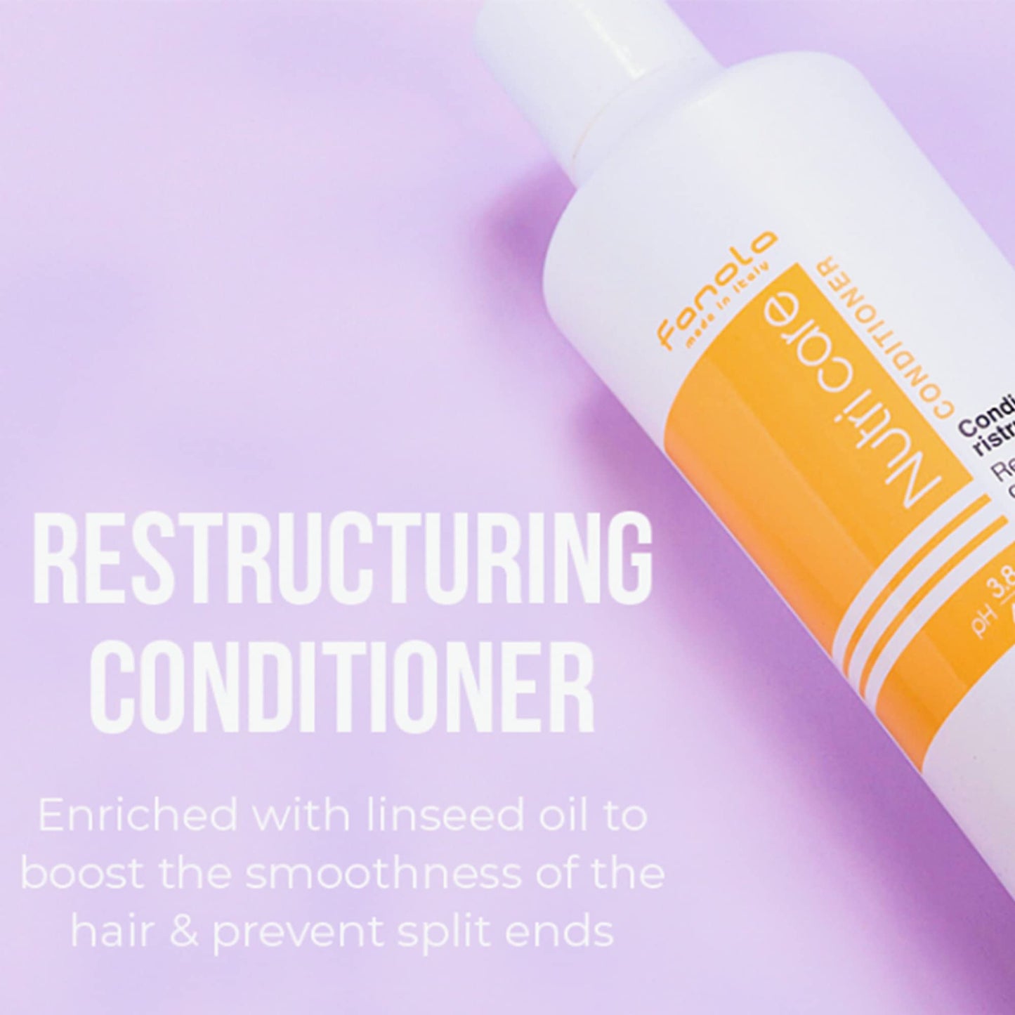 Fanola Restructuring Hair Conditioner for Women & Men - Hydrating Conditioner for Dry Hair with Argan & Linseed Oil - Repairing, Nourishing