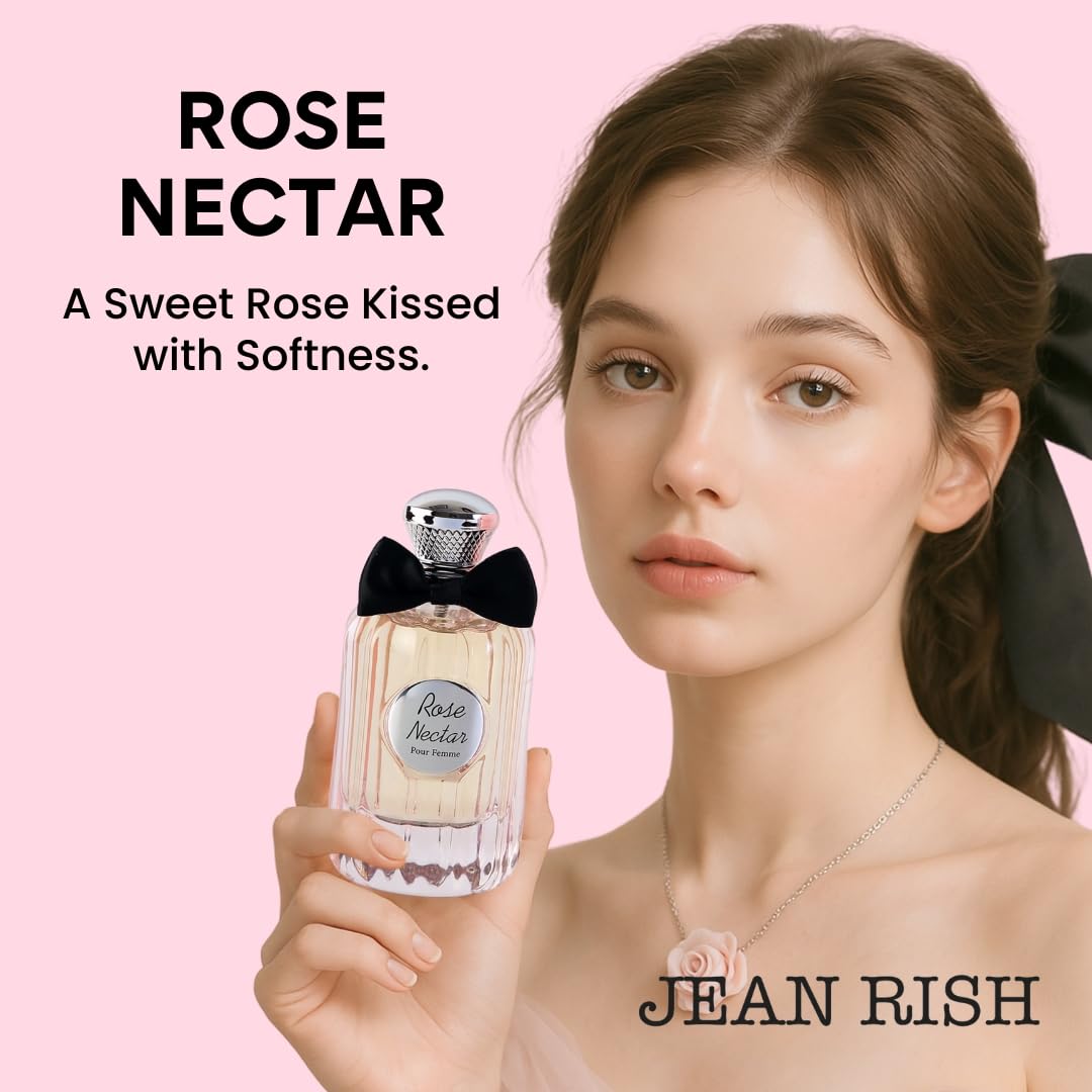 Jean Rish Rose Nectar Perfume for Women Eau De Parfum, Long-Lasting Luxury Fragrance, Made In USA - Rose, Cedar, Musk Scent - 100ml / 3.4 oz