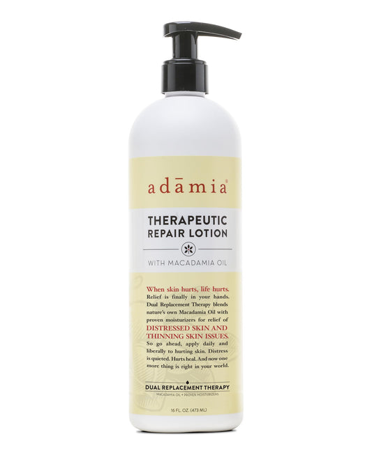 Adamia Therapeutic Repair Lotion with Macadamia Nut Oil and Promega-7, 16 Fl Oz Bottle- Fragrance Free, Paraben Free, Non GMO, White
