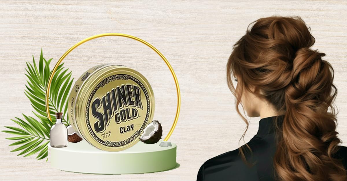 Shiner Gold Clay Pomade | Strong Hold | Matte Finish | Water-based | Coconut Scent, 3.5oz