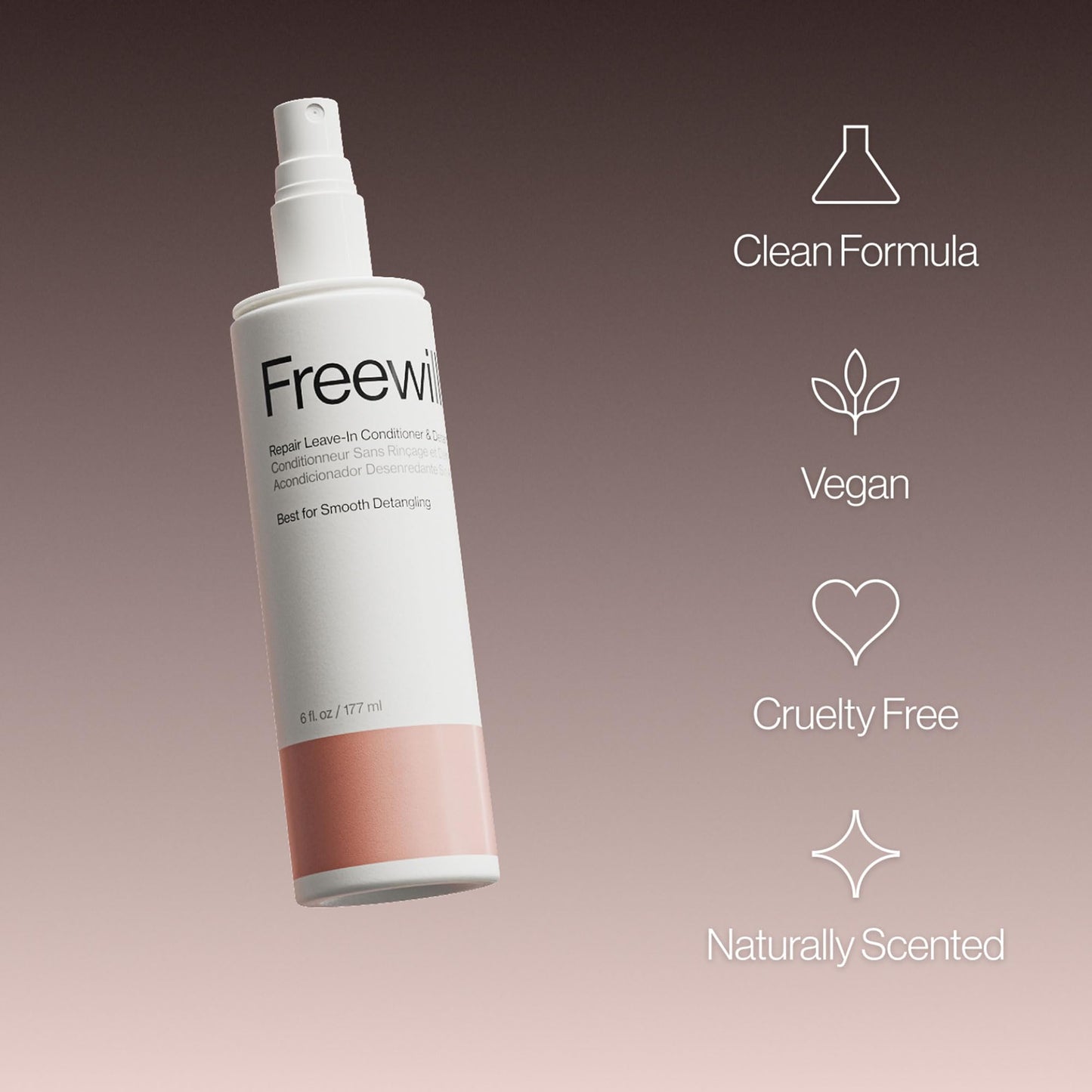 Freewill Repair Leave-In Conditioner and Detangler, Detangler Spray Reduces Risk of Damaged Hair, Adds Shine and Improves Hair Hydration