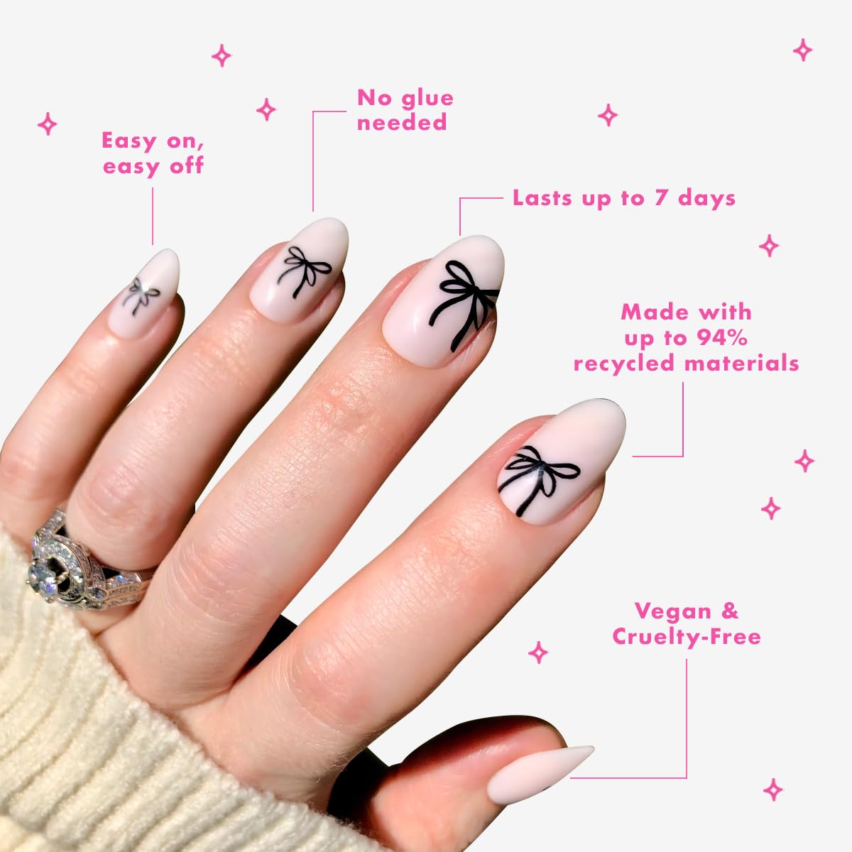 Olive & June Classic Super Stick Mani Press On Nails | No Glue Needed | 32 Tab Nails 16 Sizes | Non-Toxic Tabs Easy On-Off Non-Damaging Realist Look | Beauty & Personal Care Olive & June