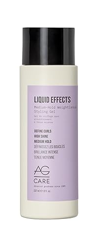 AG Care Liquid Effects Medium-Hold Weighless Styling Gel - Long-Lasting Hold, Shine & Humidity Resistance - Enhances Natural Curl, 8 Fl Oz
