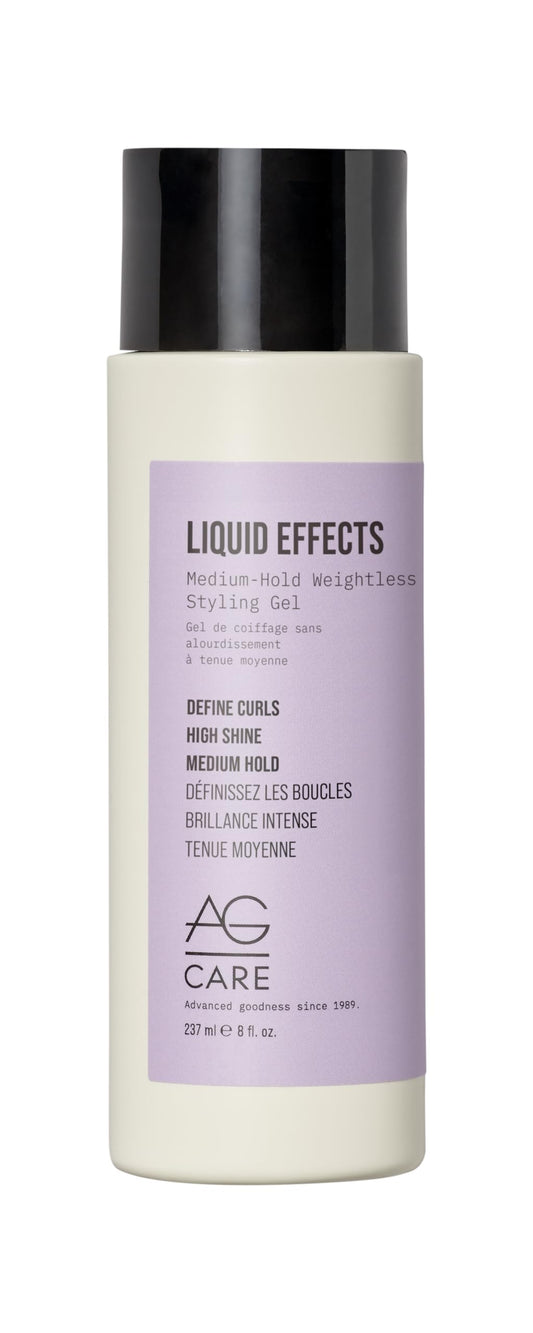 AG Care Liquid Effects Medium-Hold Weighless Styling Gel - Long-Lasting Hold, Shine & Humidity Resistance - Enhances Natural Curl, 8 Fl Oz
