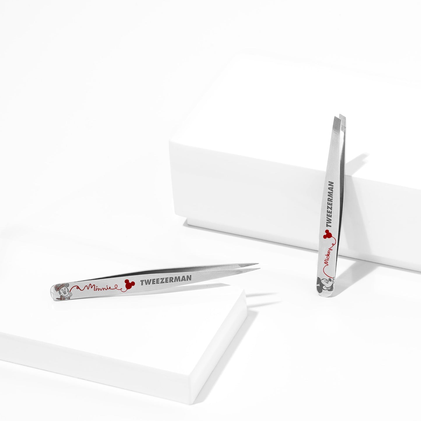 Tweezerman Disney's Mickey Mouse & Minnie Mouse Forever in Love Petite Point and Slant Set - Eyebrow for Women and Men Set