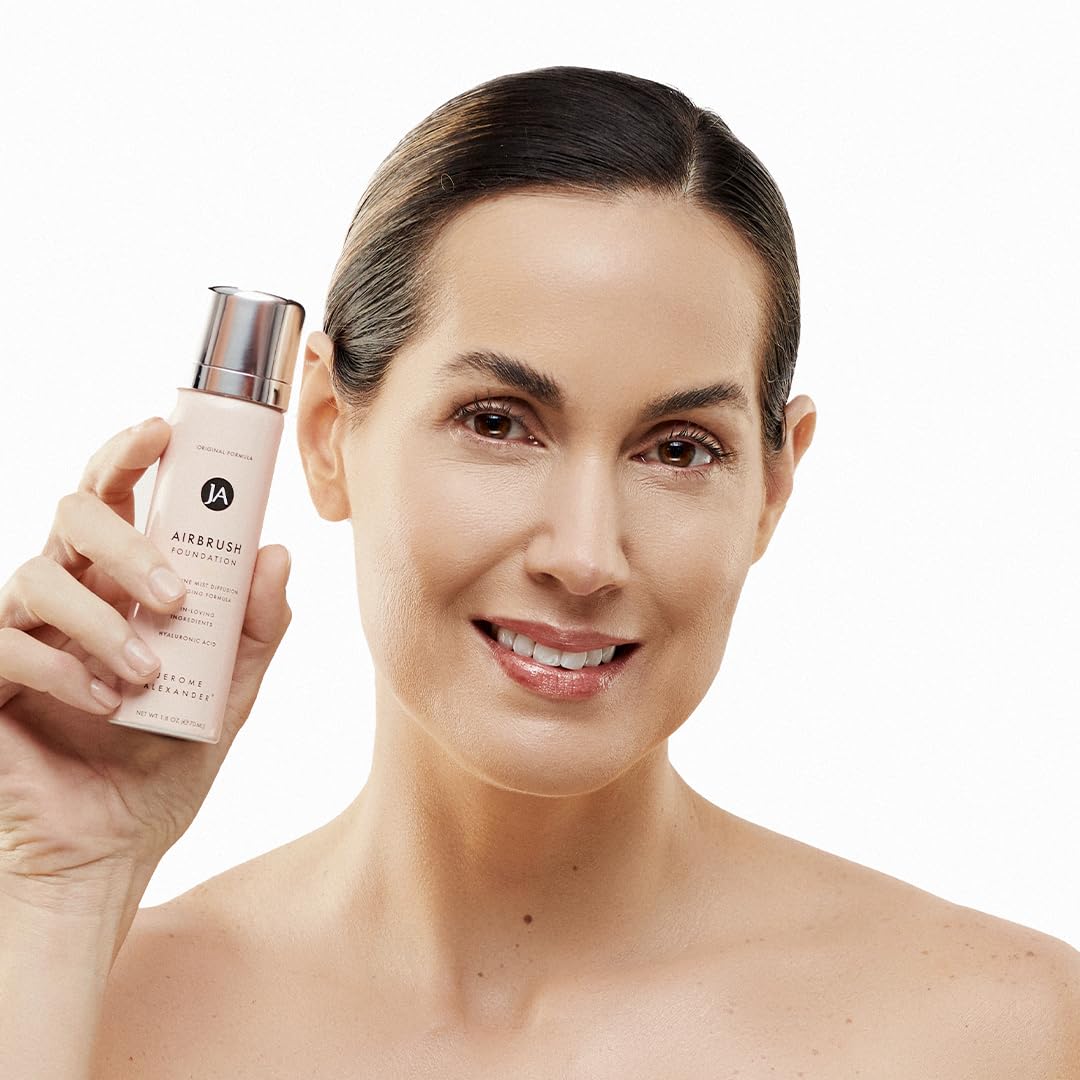 MagicMinerals AirBrush Foundation by Jerome Alexander – 2pc Set with Airbrush Foundation and Kabuki Brush - Spray Makeup with Anti-aging Ingredients