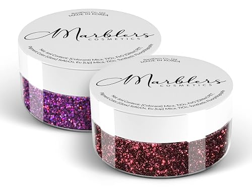 MARBLERS Twinkle Face & Body Glitter Duo [Sangria & Holo Magenta] 0.36oz (10g) | Non-Toxic | Cruelty-Free | Eyeshadow, Nail Polish, Nail Art |