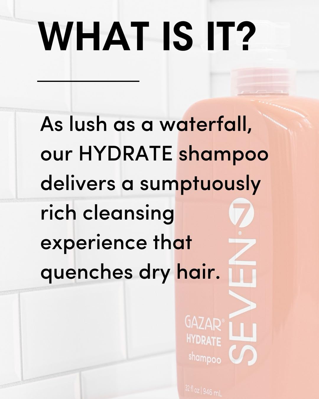 SEVEN Hair Care Gazar Hydrate Shampoo for Women & Men, Sulfate & Paraben Free, Cruelty Free with Pro Vitamin B5, Sugarcane + Moisturizing Cactus