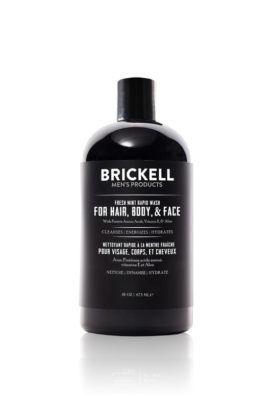 Brickell Men's Rapid Wash, 3 in 1 Body Wash Gel for Men, With Aloe, Vitamin E, and Jojoba Oil, 16 Ounce, Fresh Mint Scent Beauty & Personal Care Brickell Men's Products