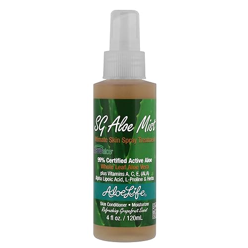 Aloe Life SG Aloe Mist Gel - Topical Skin Conditioner, Whole Leaf Aloe Vera Juice Concentrate, Contains Special Skin Actives, Vitamin A, C, & E, Helps