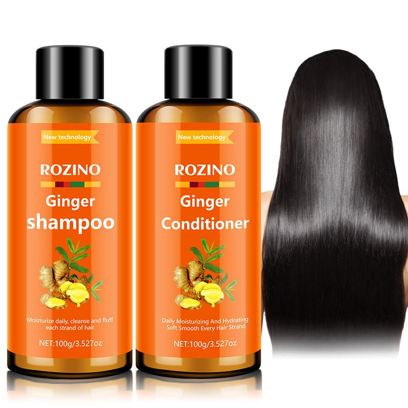 Ginger Shampoo and Conditioner Set, Anti Frizz Shampoo & Keratin Moisturizing Conditioner for Dry, Frizzy Damaged, Hair Care Essence for Hair Growth