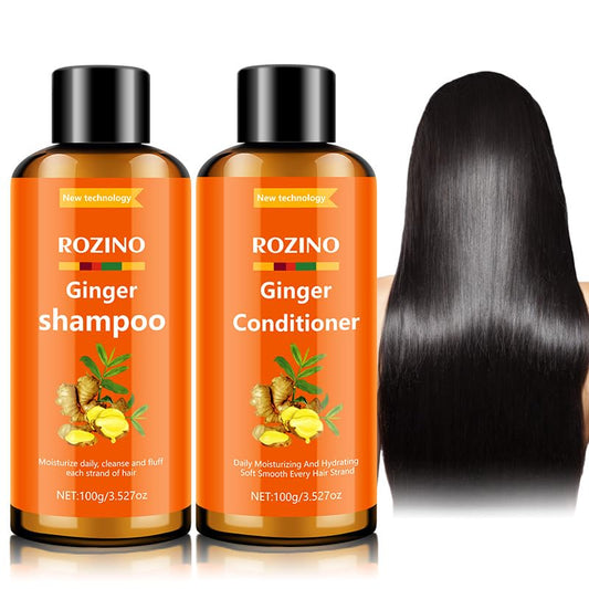 Ginger Shampoo and Conditioner Set, Anti Frizz Shampoo & Keratin Moisturizing Conditioner for Dry, Frizzy Damaged, Hair Care Essence for Hair Growth