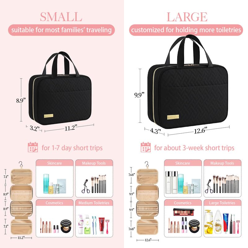 HOTOR Travel Toiletry Bag - Hanging Toiletry Bag for Women & Men, Makeup Bag/Big Comparment, Waterproof for Travel Accessories, Travel Essentials Beauty and Personal Care HOTOR