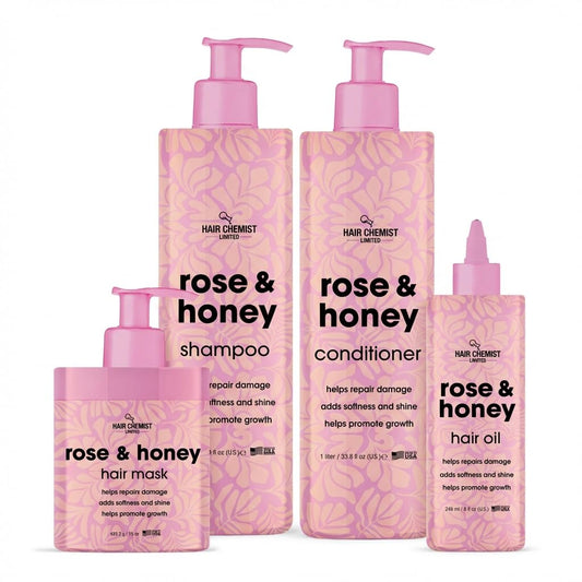 Hair Chemist Rose & Honey Ultimate 4-Piece Hair Care Collection - Includes 33.8oz Shampoo, 33.8oz Conditioner, 15oz Hair Mask & 8oz Hair Oil Beauty & Personal Care Hair Chemist