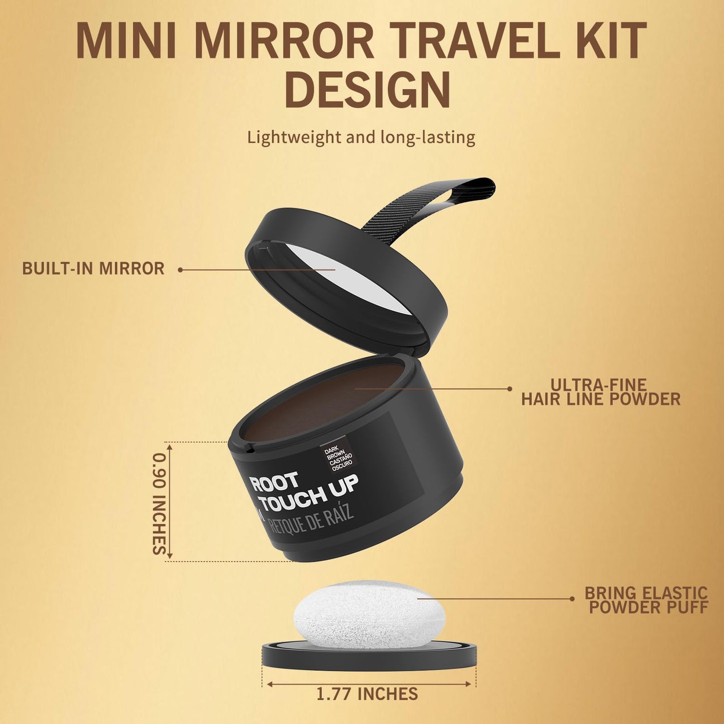 gowwim Hairline Powder(Dark Brown) Hair Root Dye, Instantly Hair Color Shadow Cover Gray Hair Root, Hair Touch-Up, Thin Hair Powder 4 g