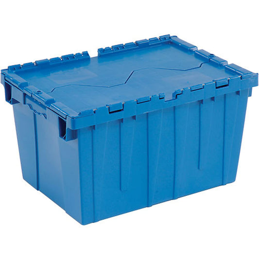 Global Industrial Plastic Distribution Container With Hinged Lid, 2.4 Cu. Ft Capacity, 50 Lbs. Capacity, Nestable & Stackable, 23-3/4x19-1/4x12-1/2…